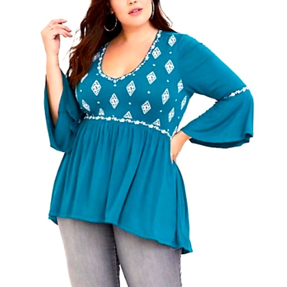 Teal floral torrid top